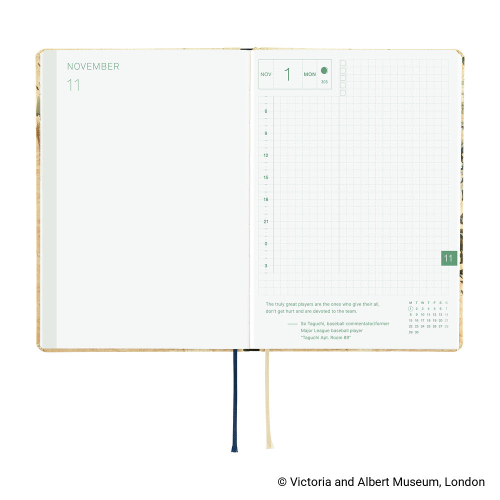 Hobonichi Techo 2027 - A6 HON Planner Book - V&A Series: Vine - English/Jan Start/Mon Start