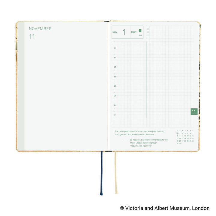 Hobonichi Techo 2027 - A6 HON Planner Book - V&A Series: Vine - English/Jan Start/Mon Start