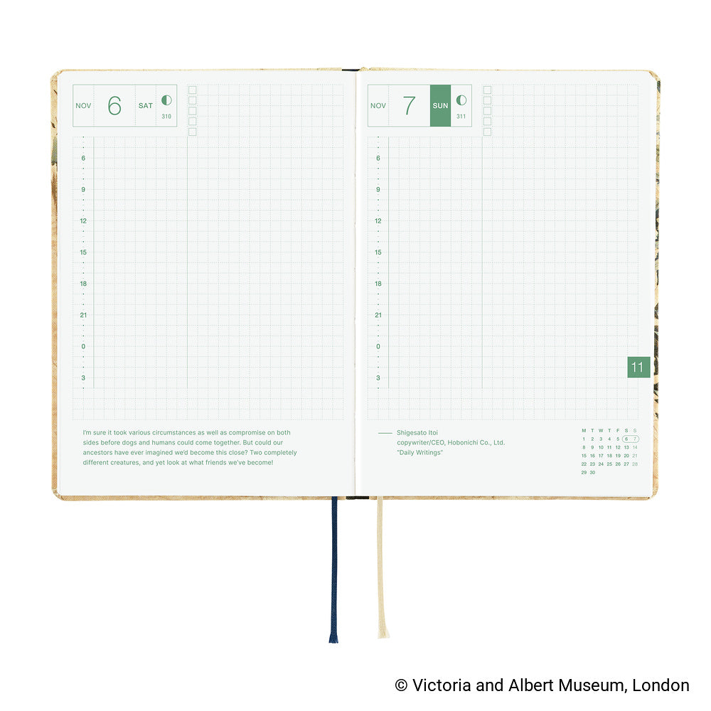 Hobonichi Techo 2027 - A6 HON Planner Book - V&A Series: Vine - English/Jan Start/Mon Start