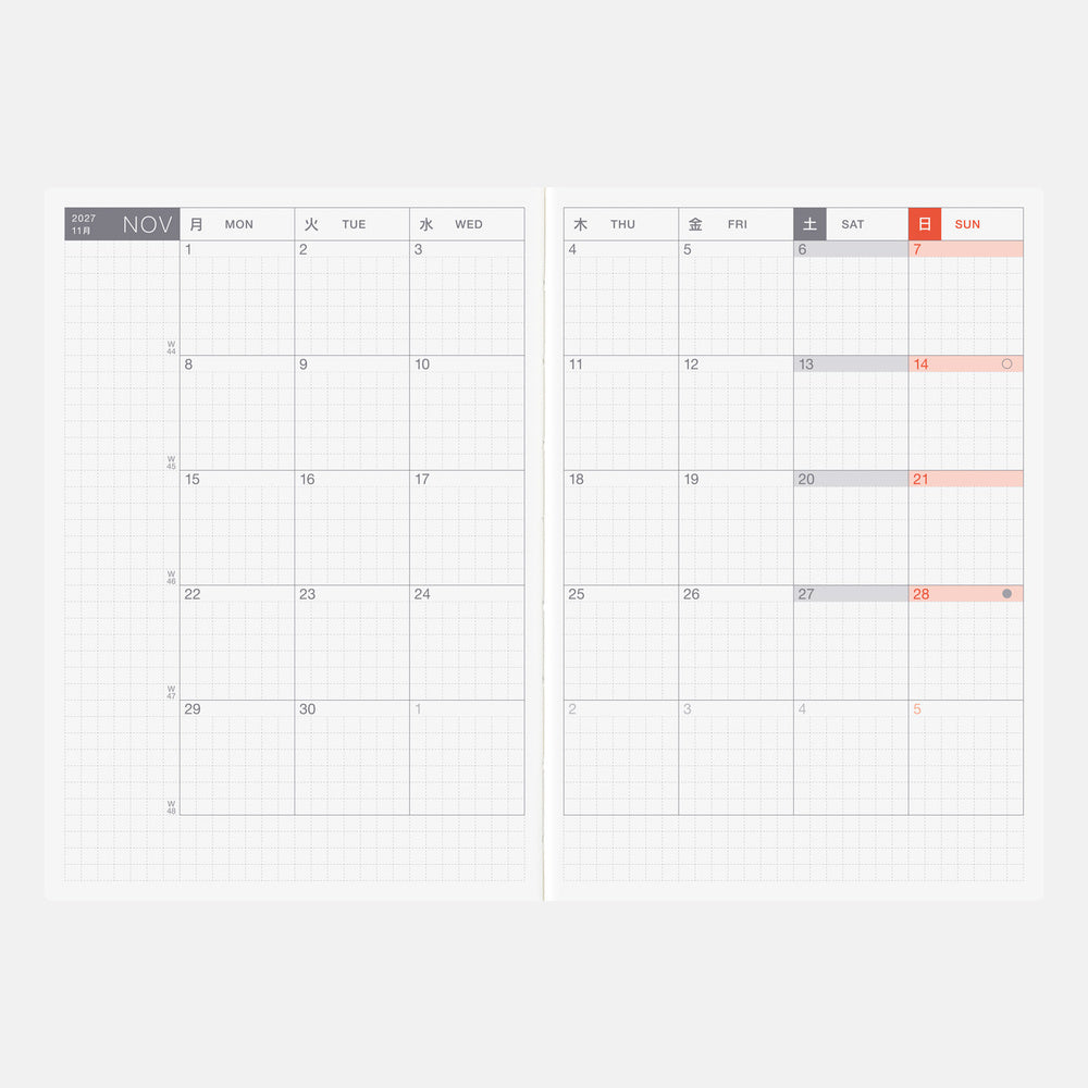 Hobonichi Techo 2027 - A6 Original Book - English/Jan Start/Mon Start