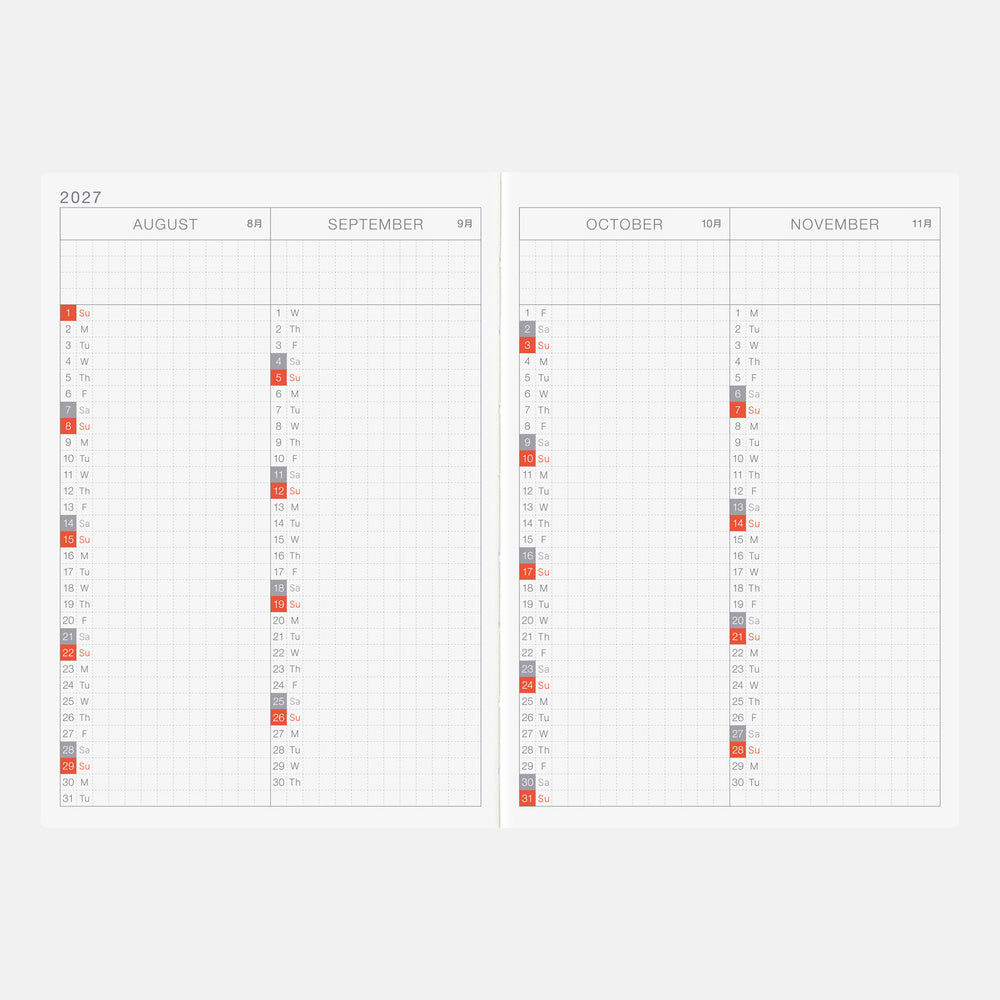 Hobonichi Techo 2027 - A6 Original Book - English/Jan Start/Mon Start