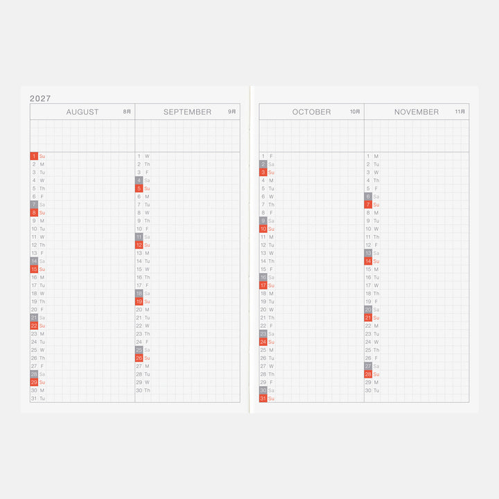 Hobonichi Techo 2027 - A6 Original Book - English/Jan Start/Mon Start