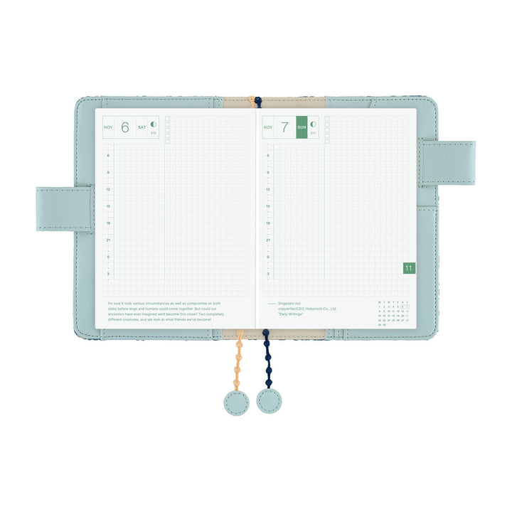 Hobonichi Techo 2027 - A6 Cover Only - mina perhonen: felice (Blue)