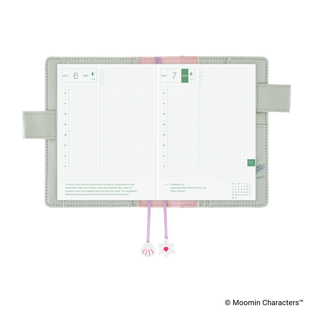 Hobonichi Techo 2027 - A6 Cover Only - Moomin: My Yard (Pale Mint)