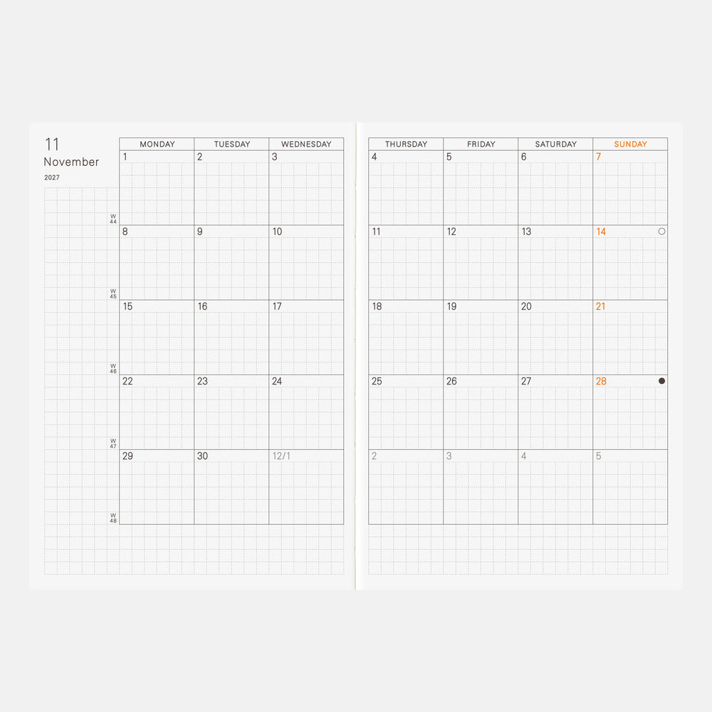 Hobonichi Techo 2027 - A6 Planner Book - English/Jan Start/Mon Start