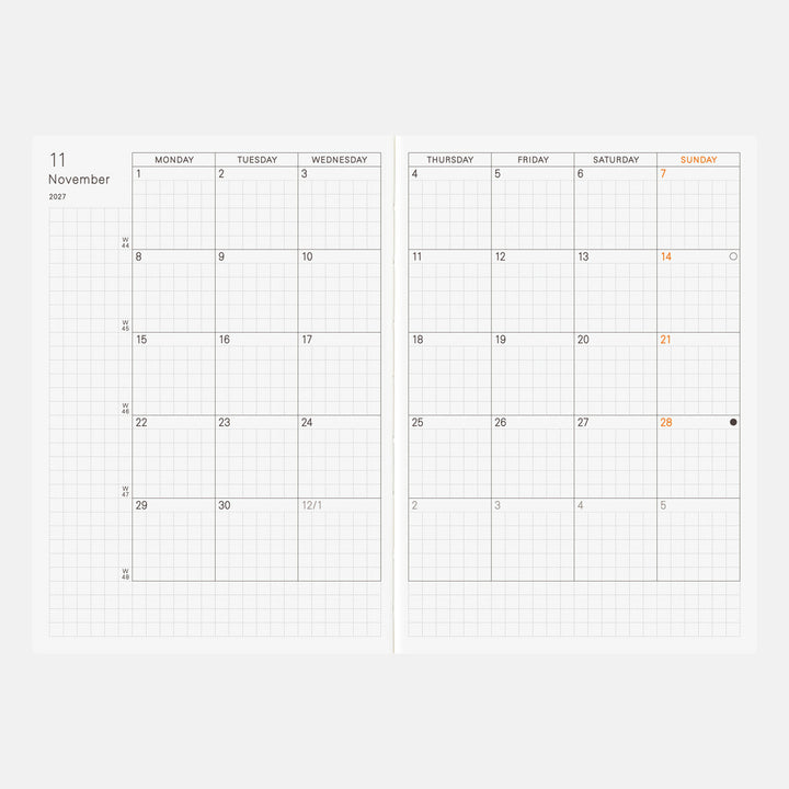 Hobonichi Techo 2027 - A6 Planner Book - English/Jan Start/Mon Start