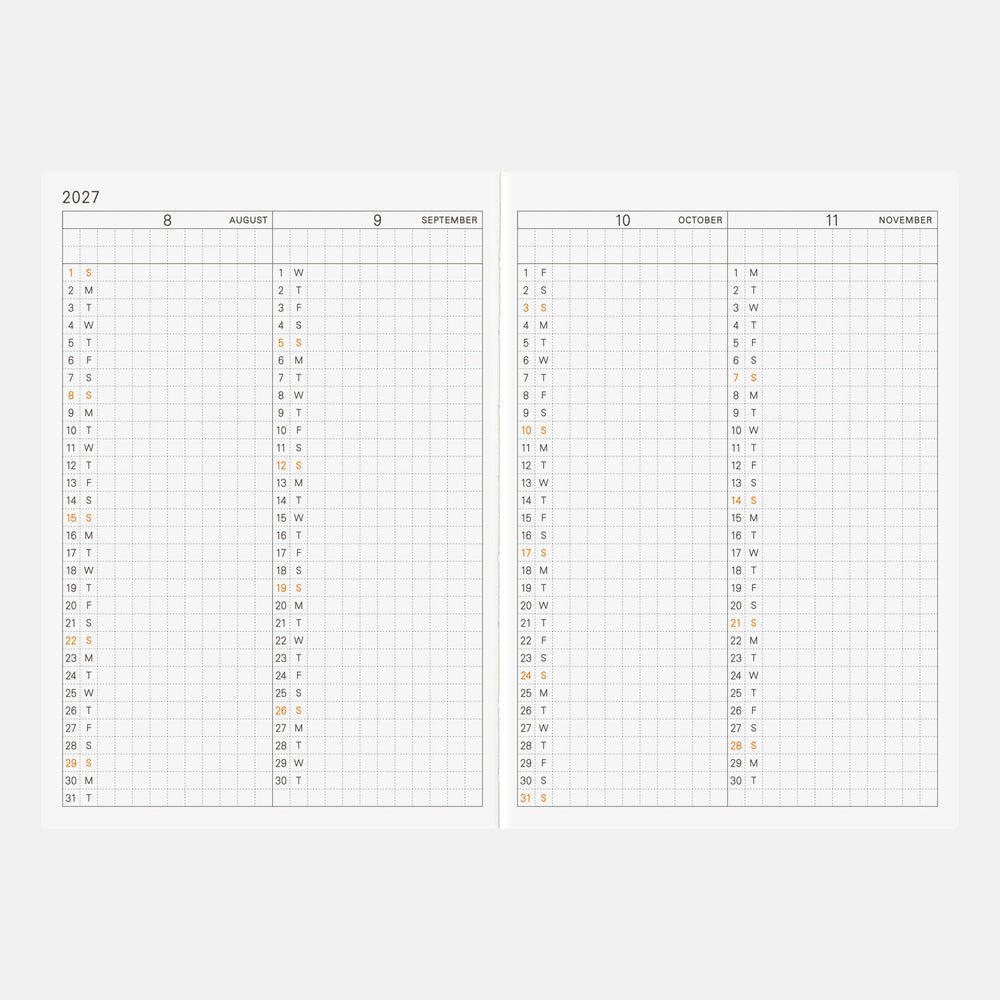 Hobonichi Techo 2027 - A6 Planner Book - English/Jan Start/Mon Start
