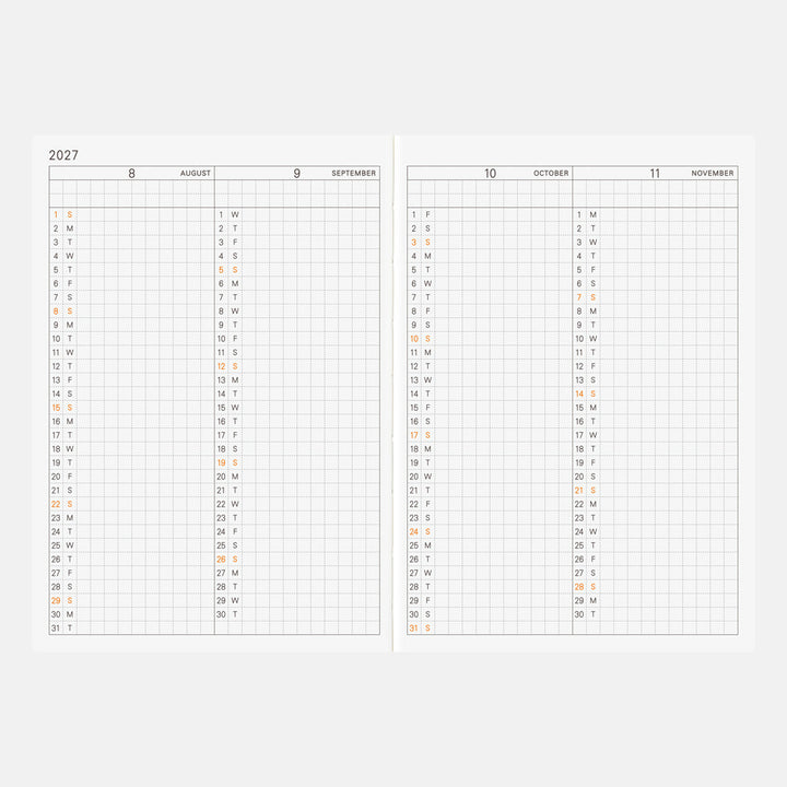 Hobonichi Techo 2027 - A6 Planner Book - English/Jan Start/Mon Start
