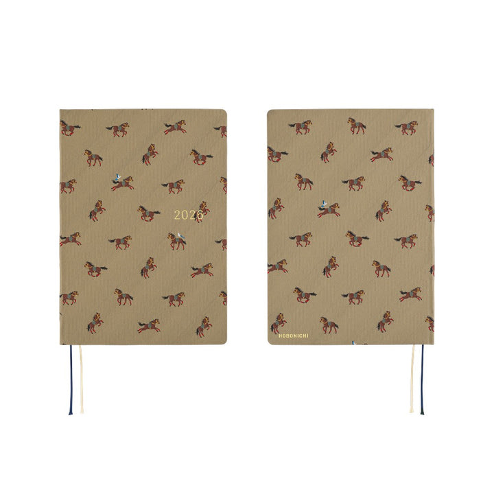 Hobonichi Techo 2026 - Cousin A5 HON Planner Book - Bow & Tie: Galloping Horses - English/January Start/Monday Start