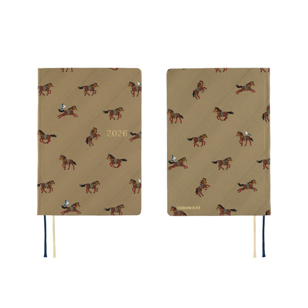 Hobonichi Techo 2026 -  Original (A6) HON Planner Book - Bow & Tie: Galloping Horses - English/January Start/Monday Start