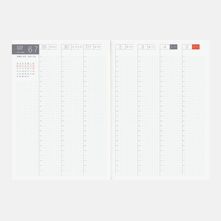 Hobonichi Techo - A5 Japanese Cousin Avec Books 2026 Jan start (Monday start) - Book Only