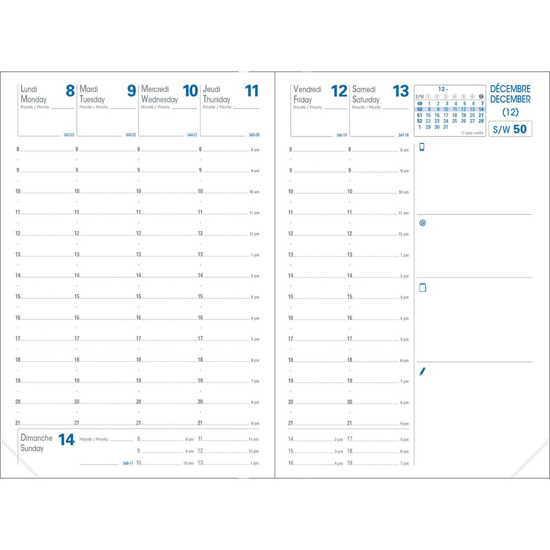 QUO VADIS - 2027 Business Weekly Planner - Freeport Black