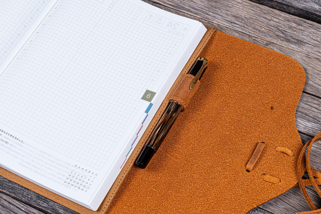 Galen Leather - Refillable Wrap Journal/Planner Cover - A5 - Crazy Horse Brown