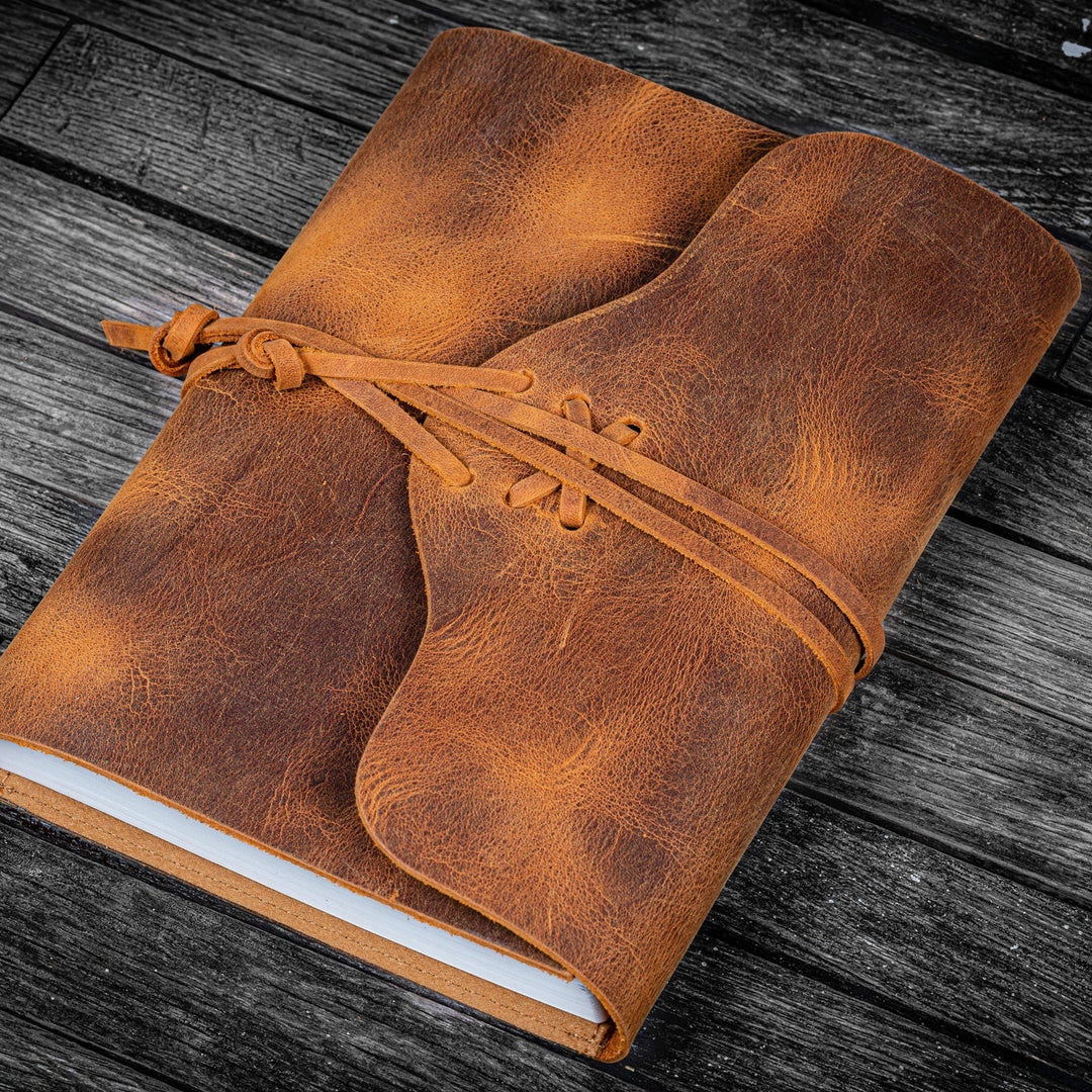 Galen Leather - Refillable Wrap Journal/Planner Cover - A5 - Crazy Horse Brown