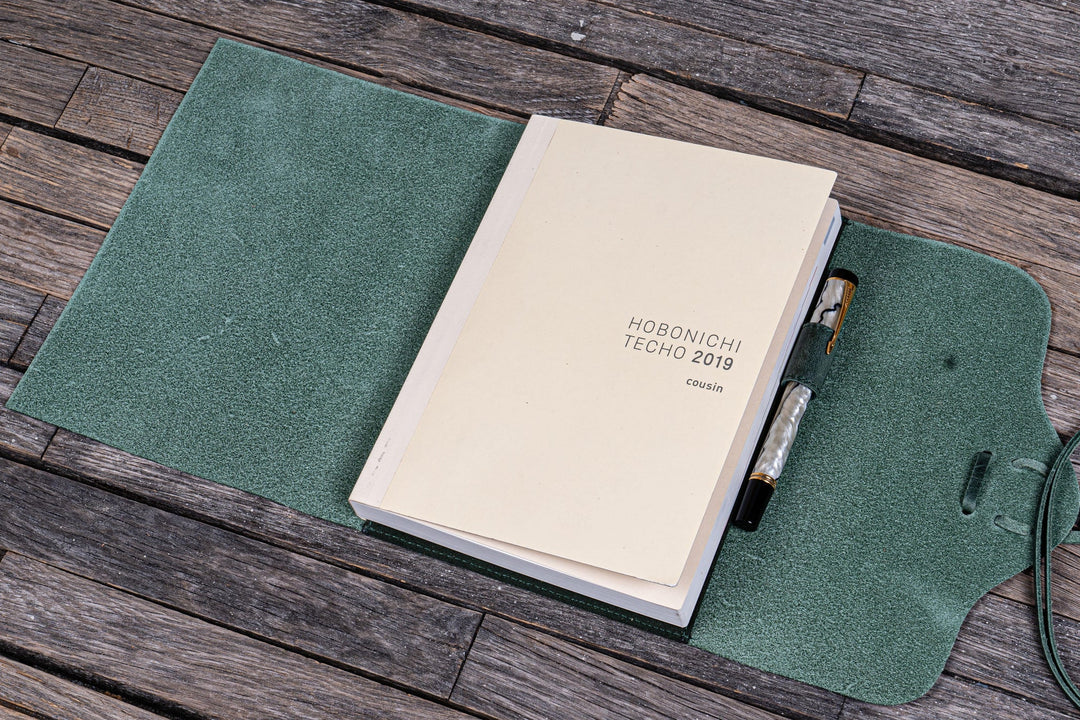 Galen Leather - Refillable Wrap Journal/Planner Cover - A5 - Crazy Horse Forest Green