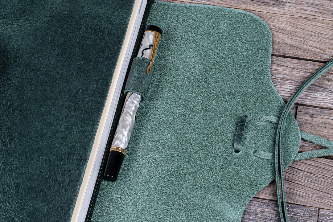 Galen Leather - Refillable Wrap Journal/Planner Cover - A5 - Crazy Horse Forest Green