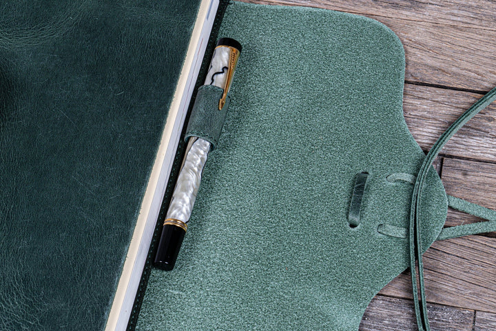 Galen Leather - Refillable Wrap Journal/Planner Cover - A5 - Crazy Horse Forest Green