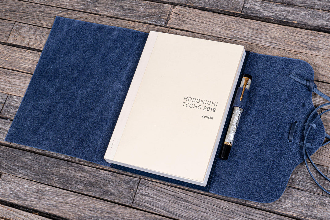 Galen Leather - Refillable Wrap Journal/Planner Cover - A5 - Crazy Horse Navy Blue