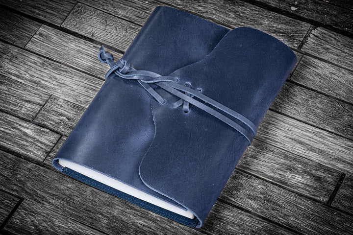 Galen Leather - Refillable Wrap Journal/Planner Cover - A5 - Crazy Horse Navy Blue