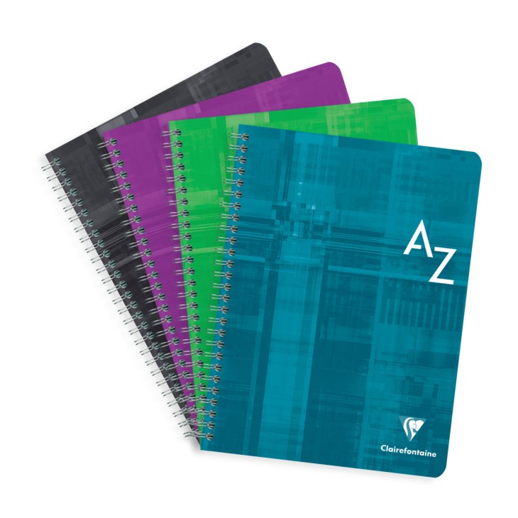 Clairefontaine - Wirebound Notebook - Indexed A-Z - 180 Lined Pages - Assorted Colours