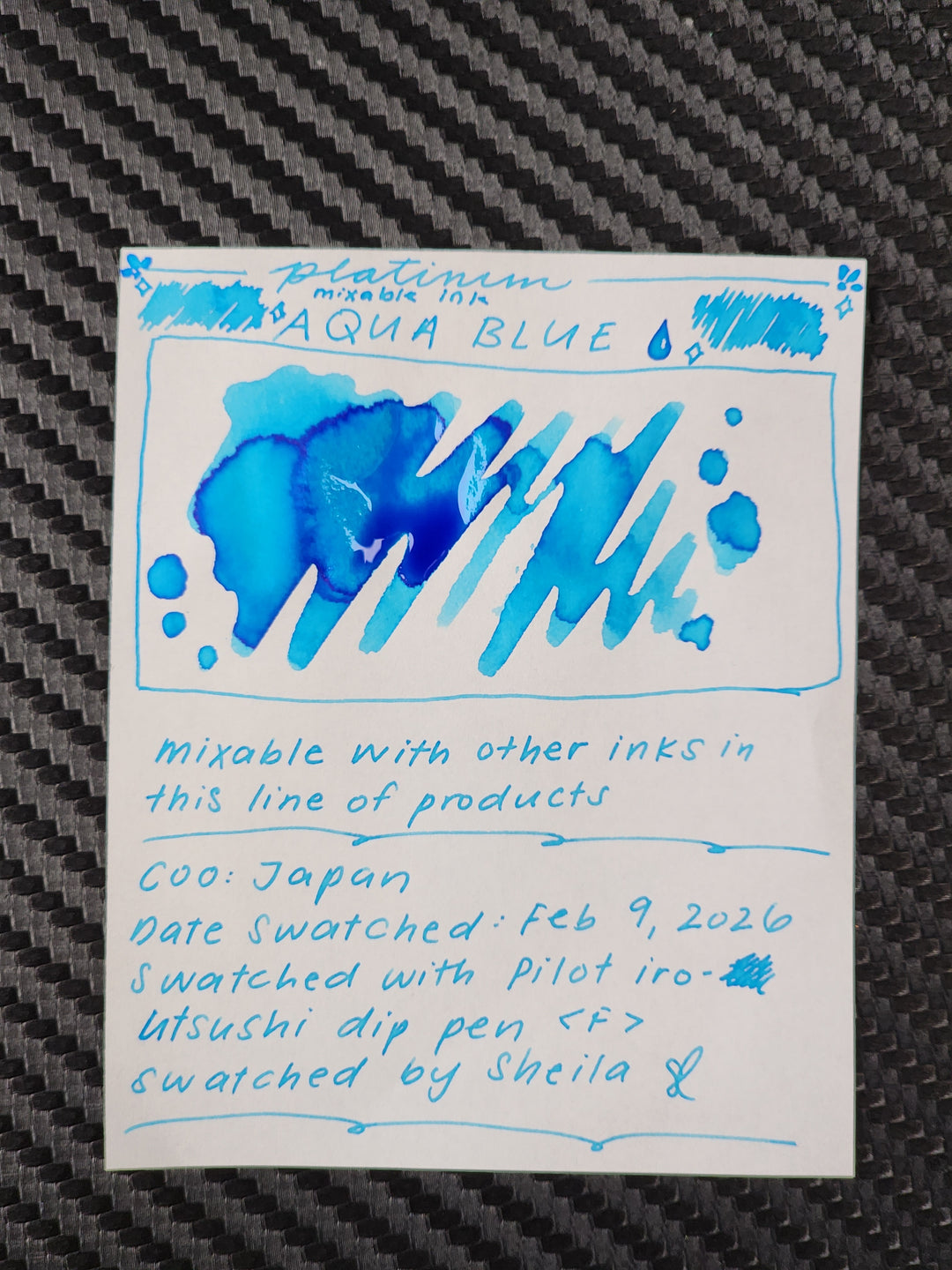 PLATINUM - 60ml Bottle Mixable Ink - Aqua Blue