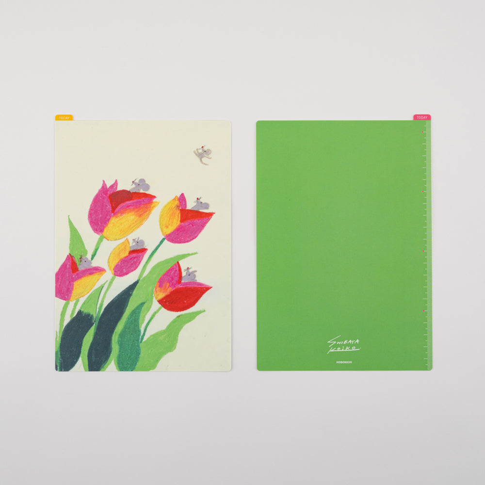 Hobonichi Techo 2024 Spring Edition - Cousin A5 Pencil Board - Keiko Shibata: Swaying Tulips