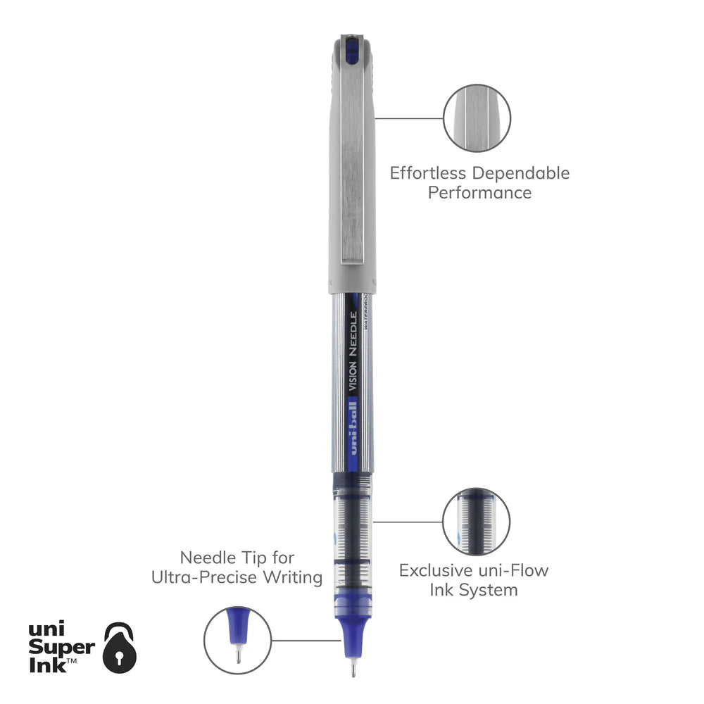 UNIBALL - VISION Needle Rollerball Pen 0.7mm (Pack of 8)