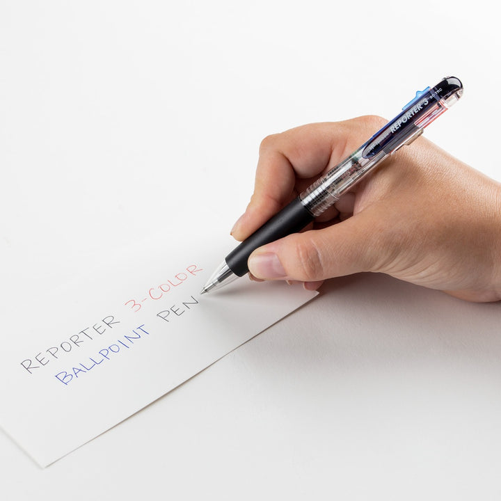 Tombow - MONO Reporter 3-Color Retractable Ballpoint Pen - Black, Blue, & Red