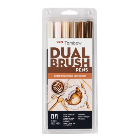 Tombow - Dual Brush Pen Set 6 - Coffee Break
