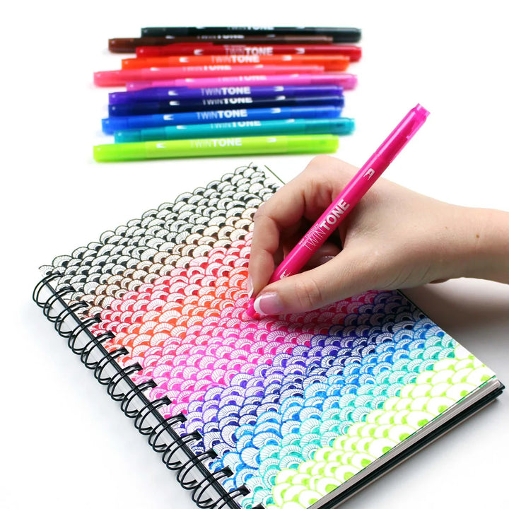 Tombow - Twintone Dual Tip Markers (Pack of 12) - Bright Colours