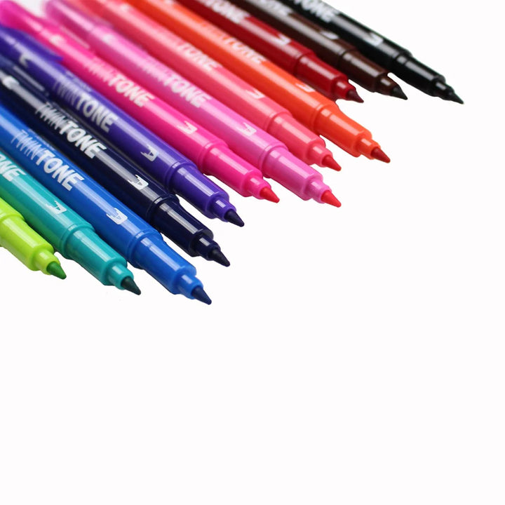 Tombow - Twintone Dual Tip Markers (Pack of 12) - Bright Colours