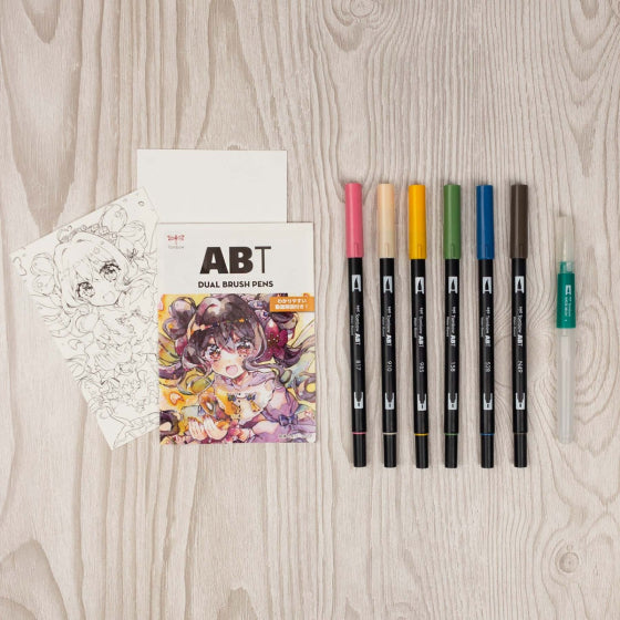 Tombow - Dual Brush Pen Set 6 - Manga Set - Flower