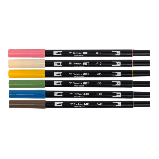 Tombow - Dual Brush Pen Set 6 - Manga Set - Flower