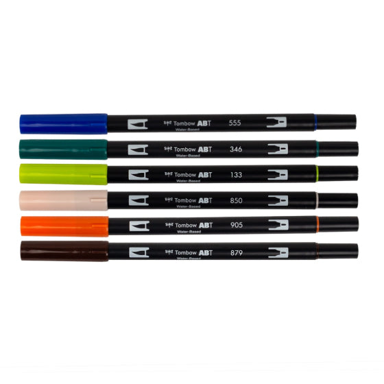 Tombow - Dual Brush Pen Set 6 - Manga Set - Wind
