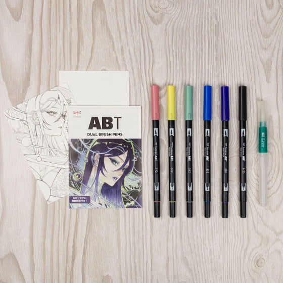 Tombow - Dual Brush Pen Set 6 - Manga Set - Moon