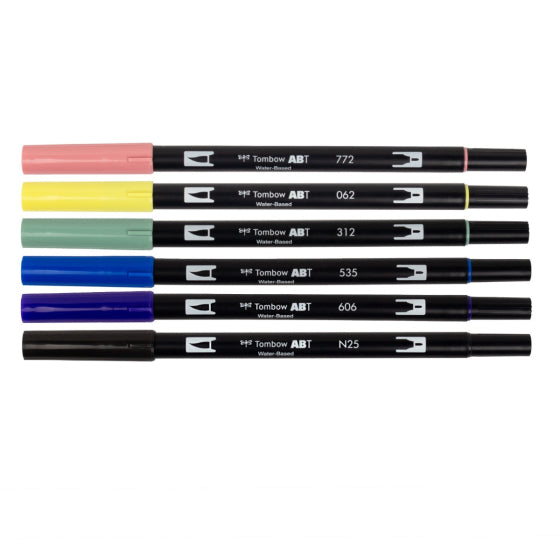 Tombow - Dual Brush Pen Set 6 - Manga Set - Moon