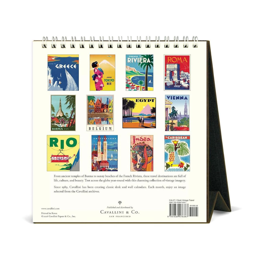 Cavallini & Co - 2027 Desk Calendar - Vintage Travel