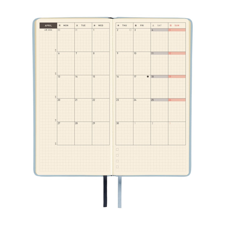 Hobonichi Techo 2026 - Weeks/Wallet Planner Book - Leather: Leather: Snow Blue [English/Tall & Slim/Jan Start] (Copy)
