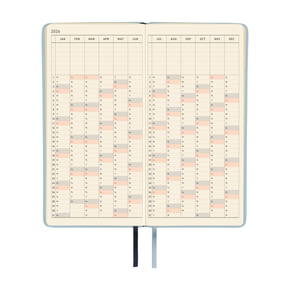 Hobonichi Techo 2026 - Weeks/Wallet Planner Book - Leather: Leather: Snow Blue [English/Tall & Slim/Jan Start] (Copy)
