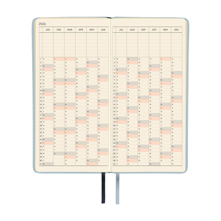Hobonichi Techo 2026 - Weeks/Wallet Planner Book - Leather: Leather: Snow Blue [English/Tall & Slim/Jan Start] (Copy)