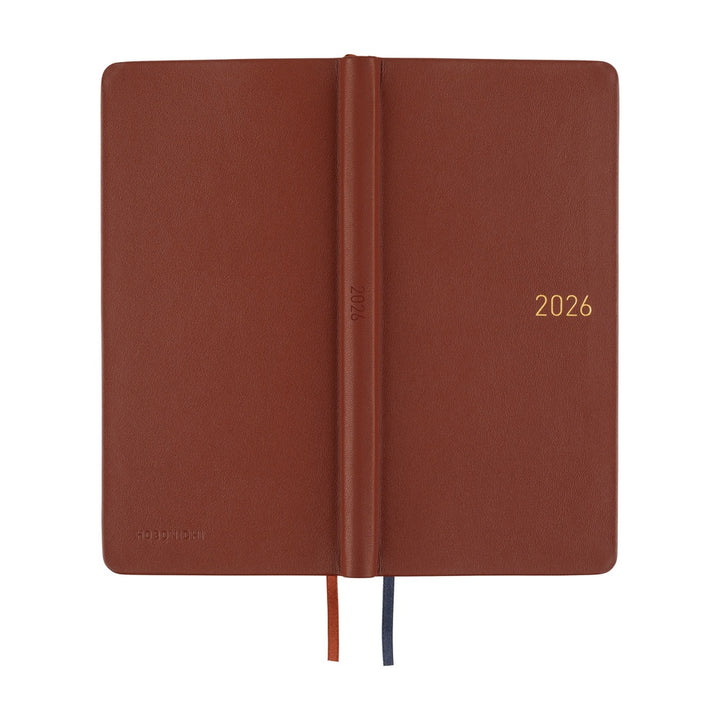 Hobonichi Techo 2026 - Weeks/Wallet Planner Book - Leather: Wine Brown [English/Tall & Slim/Jan Start]