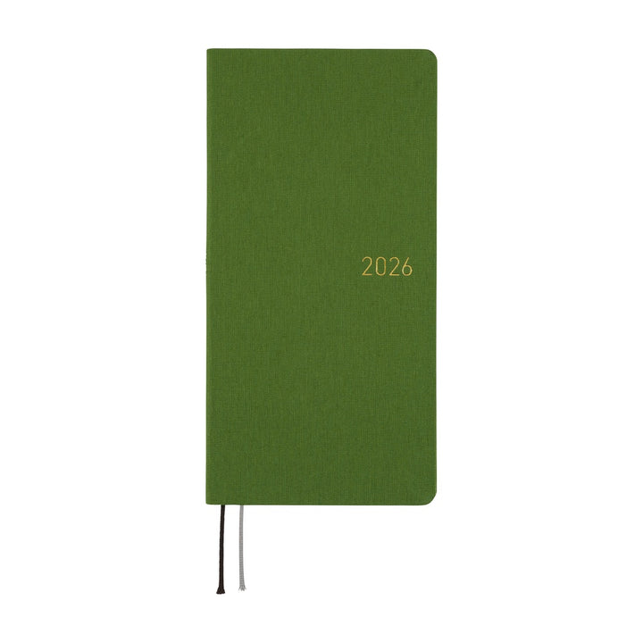 Hobonichi Techo 2026 - Weeks/Wallet Planner Book - Colors: Antique Green  [English/Tall & Slim/Jan Start]