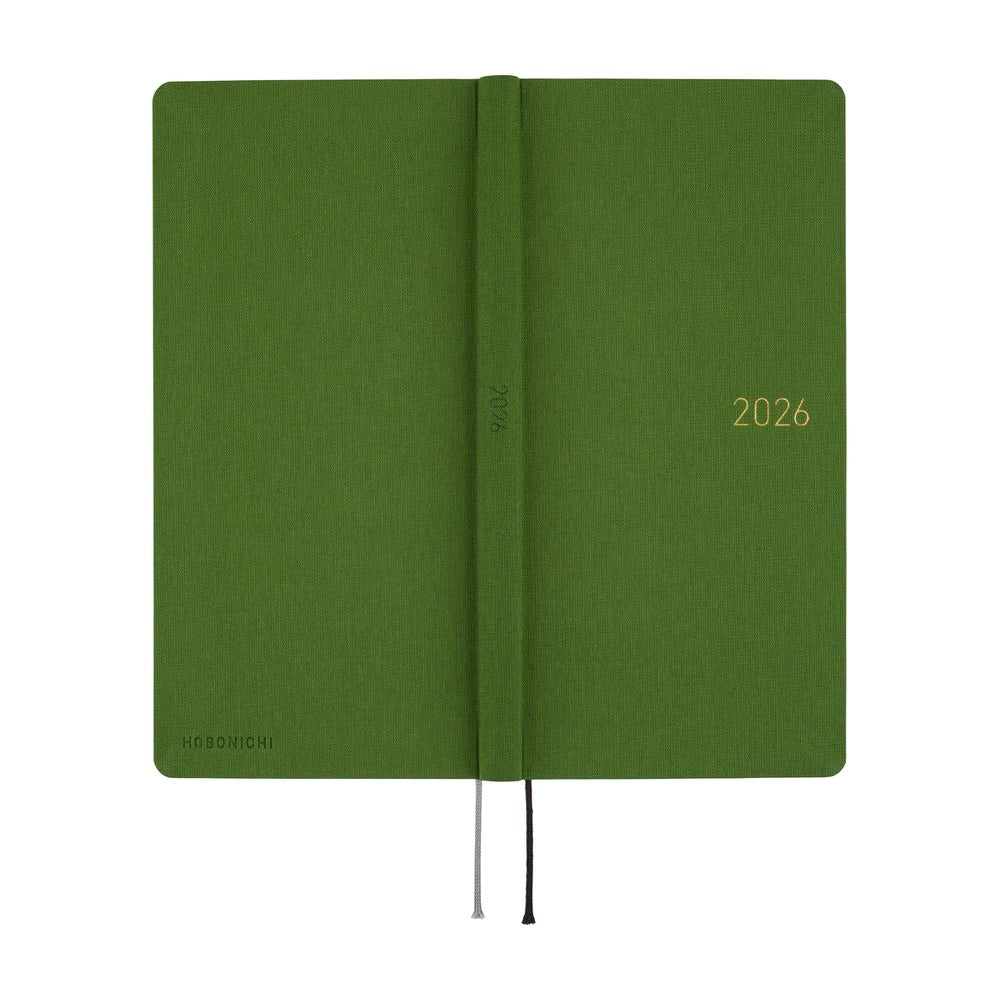 Hobonichi Techo 2026 - Weeks/Wallet Planner Book - Colors: Antique Green  [English/Tall & Slim/Jan Start]