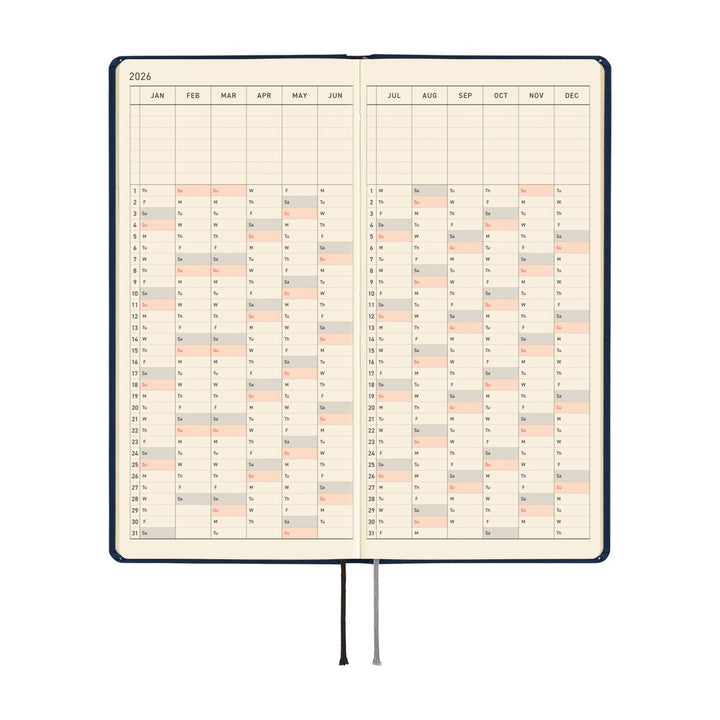 Hobonichi Techo 2026 - Weeks/Wallet Planner Book - Colors: Cosmo Blue [English/Tall & Slim/Jan Start]