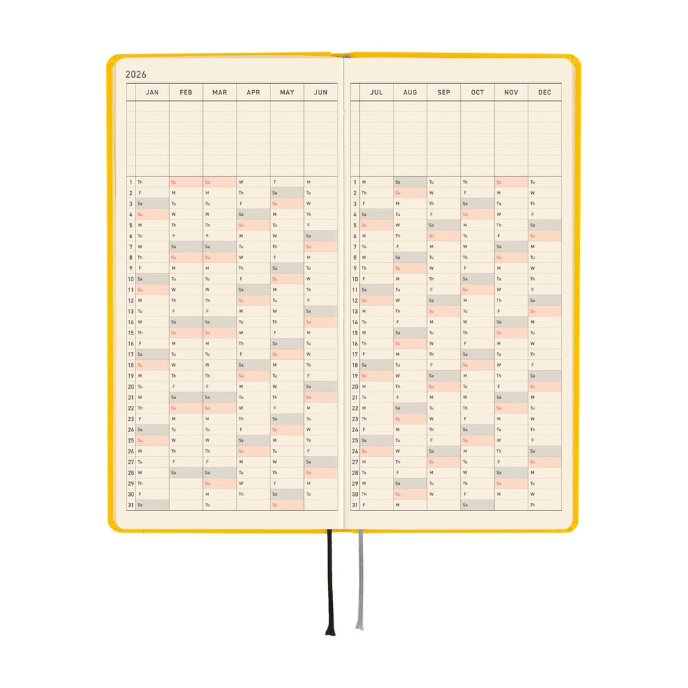 Hobonichi Techo 2026 - Weeks/Wallet Planner Book - Colors: Full Moon Yellow [English/Tall & Slim/Jan Start]