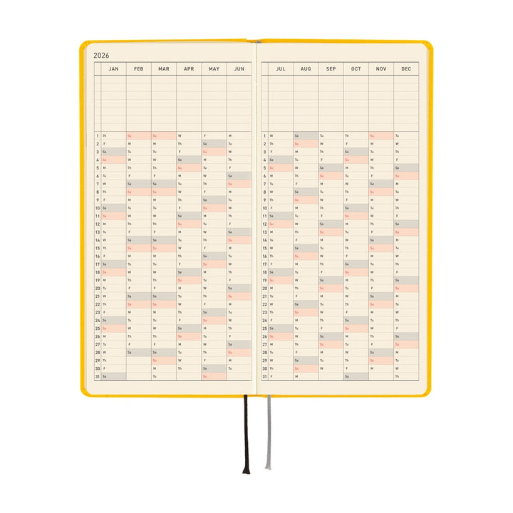 Hobonichi Techo 2026 - Weeks/Wallet Planner Book - Colors: Full Moon Yellow [English/Tall & Slim/Jan Start]