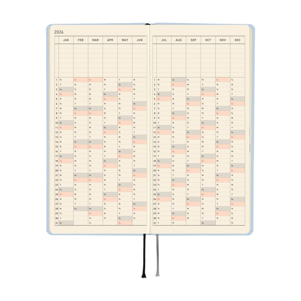 Hobonichi Techo 2026 - Weeks/Wallet Planner Book - Colors: Sky Mist  [English/Tall & Slim/Jan Start]