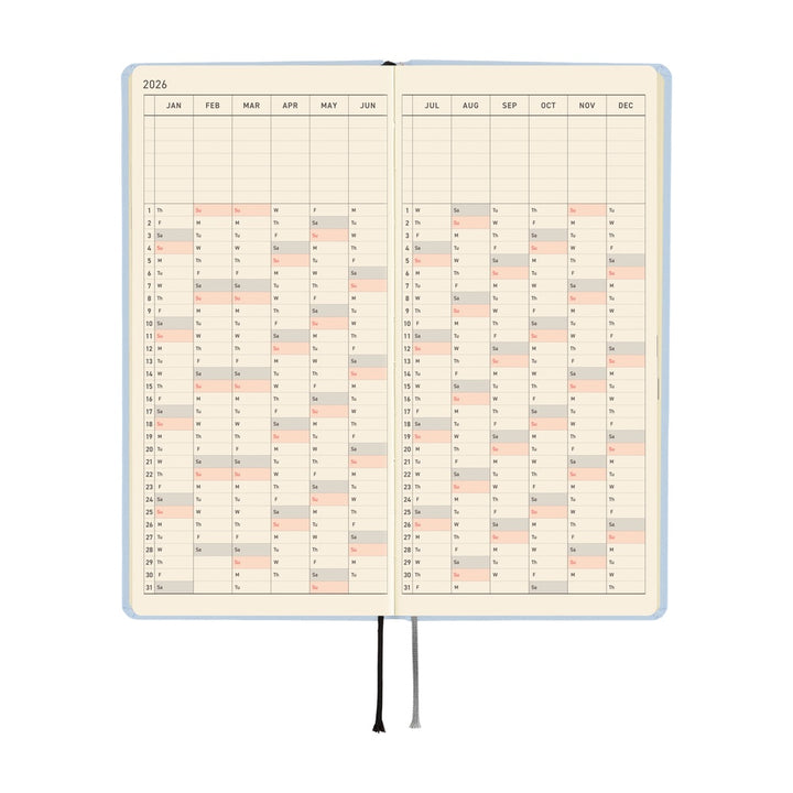 Hobonichi Techo 2026 - Weeks/Wallet Planner Book - Colors: Sky Mist  [English/Tall & Slim/Jan Start]