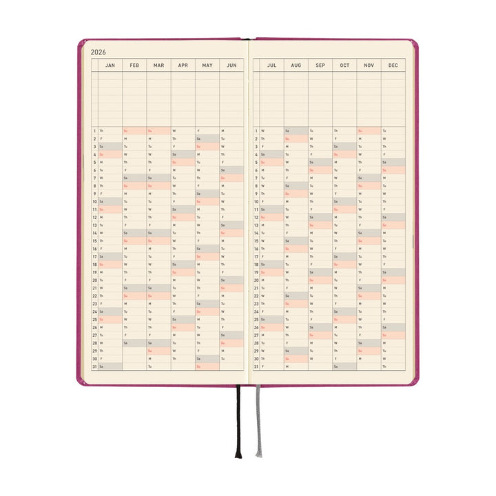 Hobonichi Techo 2026 - Weeks/Wallet Planner Book - Colors: Peony Purple [English/Tall & Slim/Jan Start]