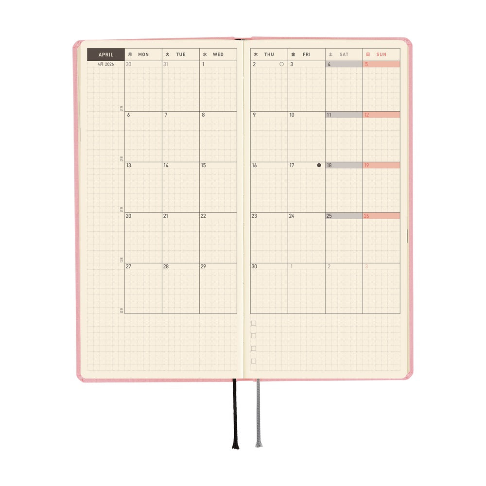 Hobonichi Techo 2026 - Weeks/Wallet Planner Book - Colors: Strawberry Milk [English/Tall & Slim/Jan Start]